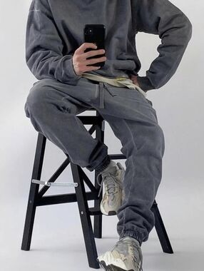 Talentless Heavyweight Sweatpants Grey Sunwashed Jogger Drawstring Men's Sz XL
